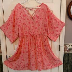 Coral Paisley Peasant Women’s Mini Dress